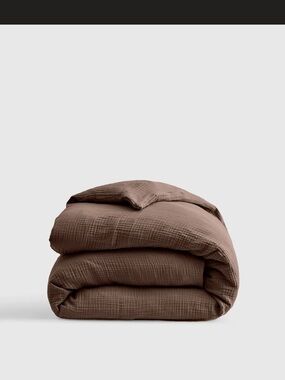 Quince Airy Gauze Duvet Cover Queen in Chocolate